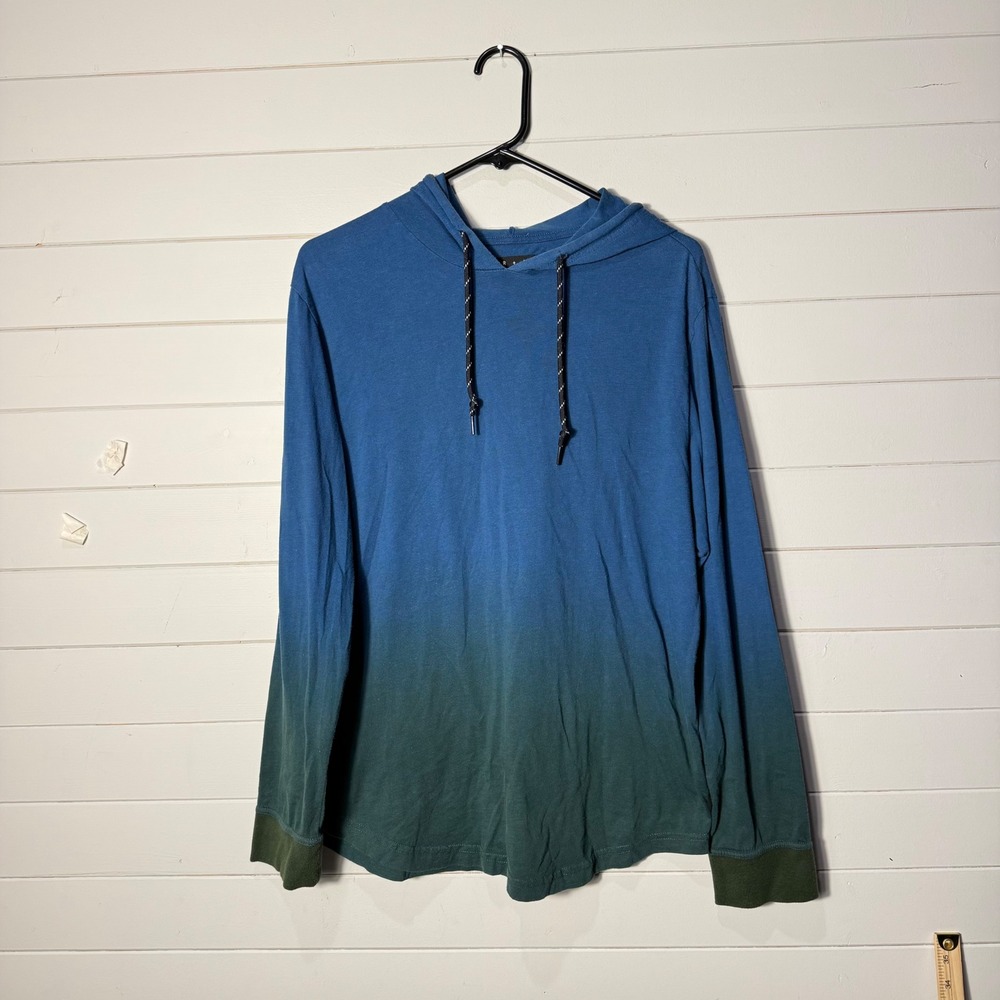 Edgar + Ash Mens Medium Ombre Blue Green Lightweight Pullover Hoodie 808
